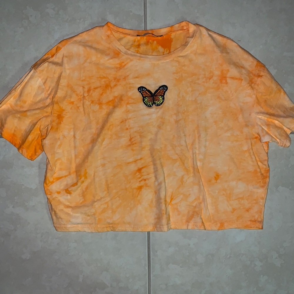 Women’s Orange Tie Dye Butterfly Crop Top